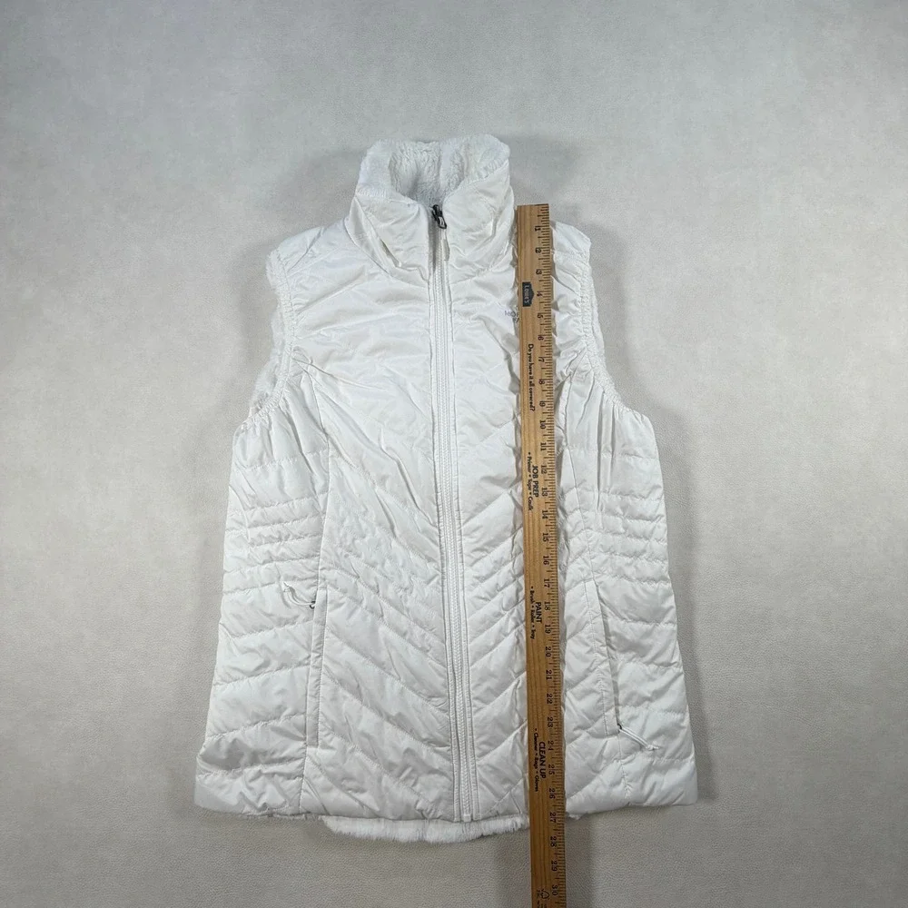 The North Face Womens Large Mossbud Swirl Reversible Vest White Quilted Fleece